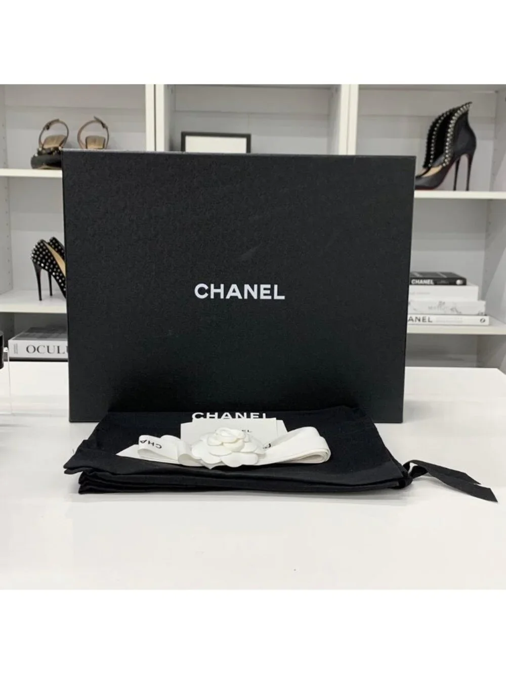 Chanel CC Logo Leather Lace-up Short Boots Black